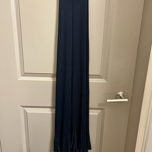 Dusan Pleated Maxi Dress XS Navy Blue Viscose - Picture 3 of 11